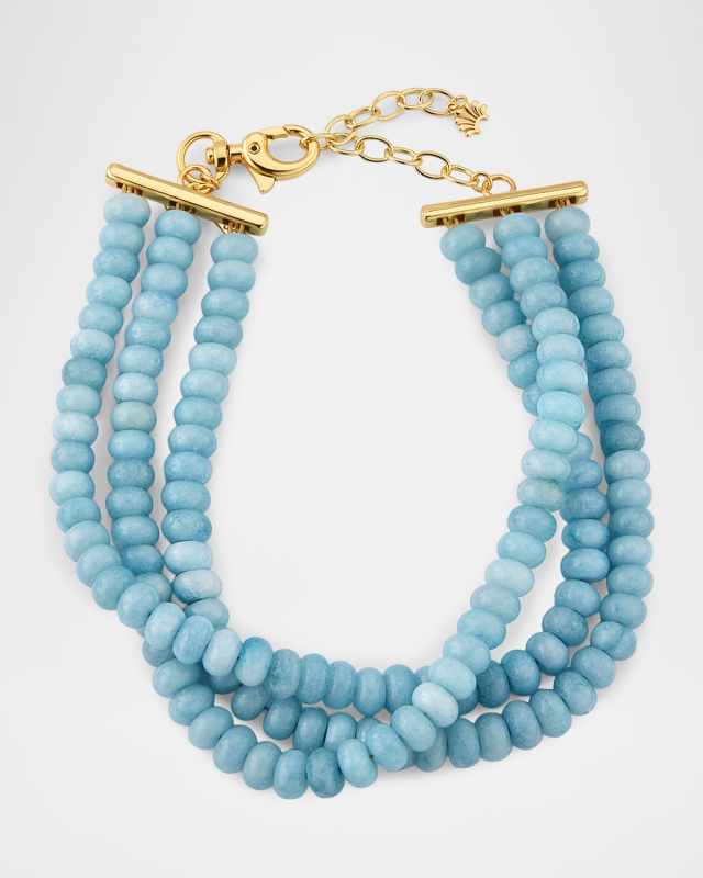 Blue Aventurine Diana Triple Row Choker